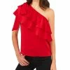 CeCe Asymmetrical One-Shoulder Ruffle Top