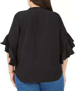Vince Camuto Plus Size Ruffle Sleeve Henley Blouse 18 Vince Camuto Plus Size Ruffle Sleeve Henley Blouse -Anne Klein Sales Store 20432404 fpx