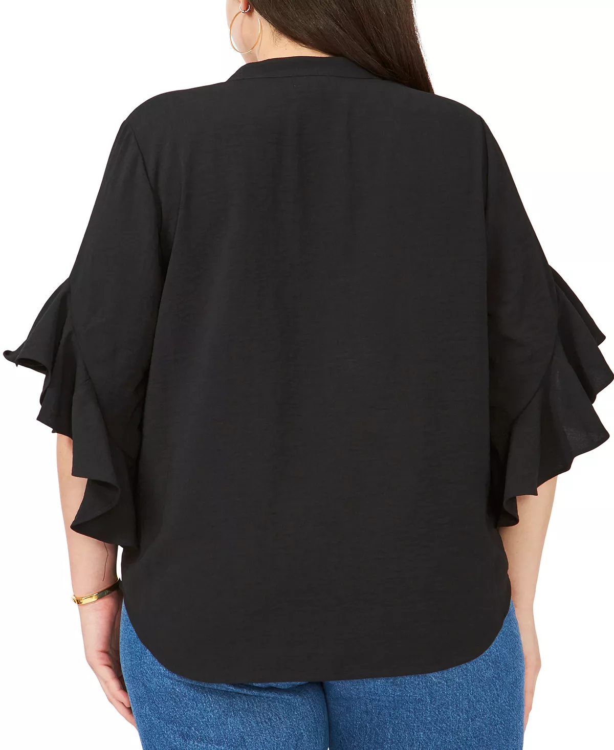 Vince Camuto Plus Size Ruffle Sleeve Henley Blouse 5 Vince Camuto Plus Size Ruffle Sleeve Henley Blouse - Image 5