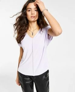 Bar III Women's Seamed V-Neck Top, Created For Macy's -Anne Klein Sales Store 20437018 fpx