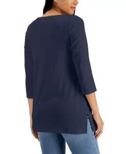 Karen Scott Boat-Neck 3/4-Sleeve Top, Created For Macy's -Anne Klein Sales Store 20440389 fpx