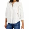Charter Club Women's Woven Eyelet Cotton Blouse, Created For Macy's
