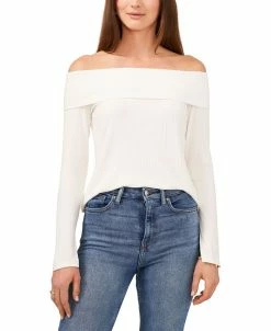 1.STATE Long Sleeve Cross Shoulder Top