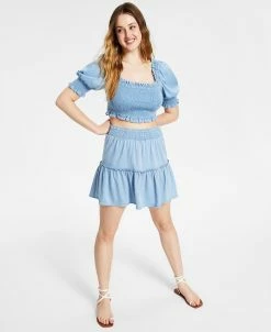 Bar III Women's Smocked Crop Top, Created For Macy's