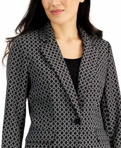Kasper Ring-Print One-Button Blazer 7 Kasper Ring-Print One-Button Blazer -Anne Klein Sales Store 20727954 fpx