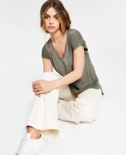 Bar III V-Neck Mixed-Media Mesh Top, Regular & Petite, Created For Macy's -Anne Klein Sales Store 20787403 fpx