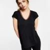 Bar III V-Neck Mixed-Media Mesh Top, Regular & Petite, Created For Macy's