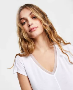 Bar III V-Neck Mixed-Media Mesh Top, Regular & Petite, Created For Macy's -Anne Klein Sales Store 20787423 fpx