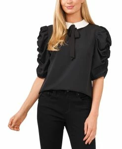 CeCe Ruched Puff-Sleeve Blouse