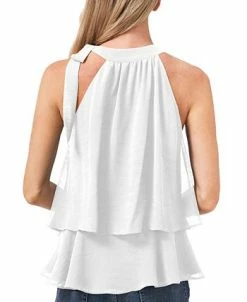 CeCe Women's Tiered Tie-Neck Sleeveless Halter Blouse -Anne Klein Sales Store 20805590 fpx