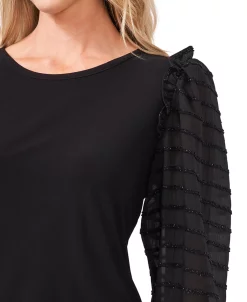 CeCe Mixed-Media Knit Top -Anne Klein Sales Store 20805896 fpx