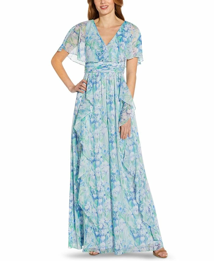 Adrianna Papell Floral-Print Chiffon Gown 1 Adrianna Papell Floral-Print Chiffon Gown