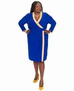 Kasper Colorblocked Faux-Wrap Sheath Dress -Anne Klein Sales Store 20910759 fpx