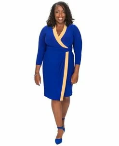 Kasper Colorblocked Faux-Wrap Sheath Dress -Anne Klein Sales Store 20910761 fpx