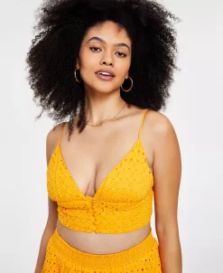 Bar III Women's Eyelet Crop Top, Created For Macy's 7 Bar III Women's Eyelet Crop Top, Created For Macy's -Anne Klein Sales Store 20957493 fpx