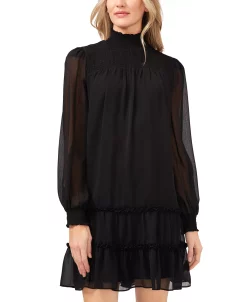 CeCe Smocked Mock-Neck Dress -Anne Klein Sales Store 20998191 fpx