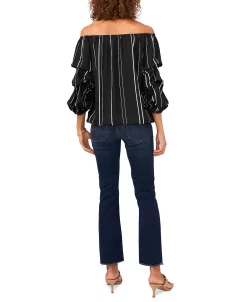 Vince Camuto Striped Balloon-Sleeve Off-The-Shoulder Top 8 Vince Camuto Striped Balloon-Sleeve Off-The-Shoulder Top -Anne Klein Sales Store 21086729 fpx