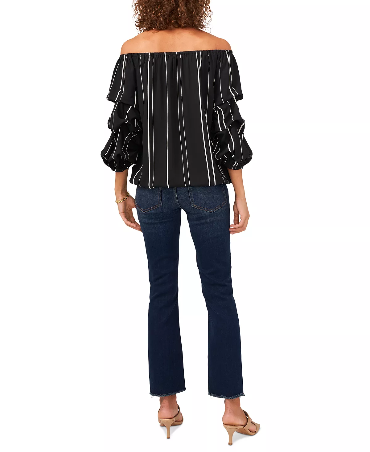 Vince Camuto Striped Balloon-Sleeve Off-The-Shoulder Top 4 Vince Camuto Striped Balloon-Sleeve Off-The-Shoulder Top - Image 4