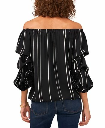 Vince Camuto Striped Balloon-Sleeve Off-The-Shoulder Top 2 Vince Camuto Striped Balloon-Sleeve Off-The-Shoulder Top - Image 2