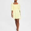 Bar III Women's Smocked Puff-Sleeve Fit & Flare Dress, Created For Macy's