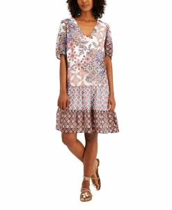 INC International Concepts Women's Mixed-Print Tiered Dress, Created For Macy's