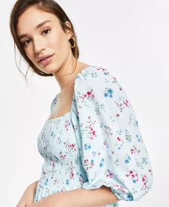 Bar III Printed Smocked Convertible Dress, Created For Macy's -Anne Klein Sales Store 21178730 fpx