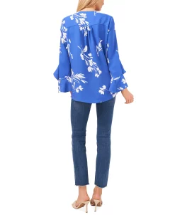Vince Camuto Women's Floral Whisper Printed Flutter-Sleeve Blouse -Anne Klein Sales Store 21197824 fpx