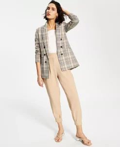 Bar III Women's Mini-Check-Print Faux-Double-Breasted Jacket, Created For Macy's -Anne Klein Sales Store 21285272 fpx