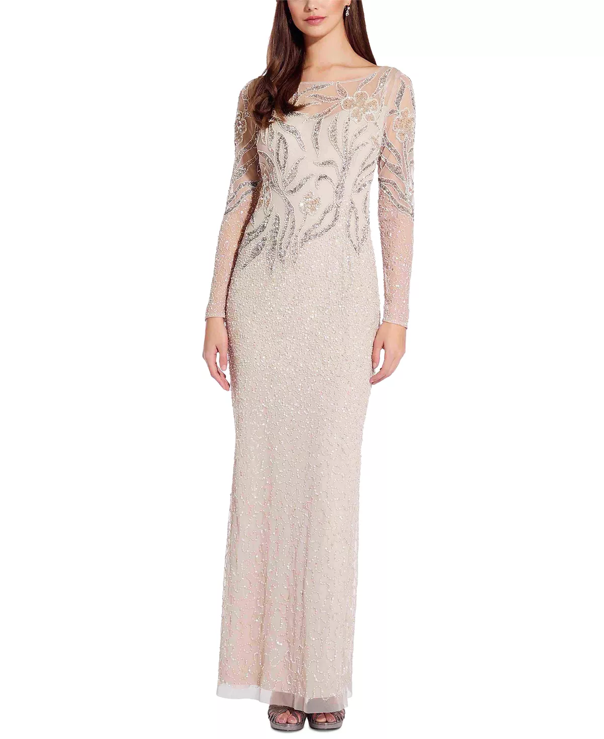 Adrianna Papell Embellished Illusion Gown 1 Adrianna Papell Embellished Illusion Gown