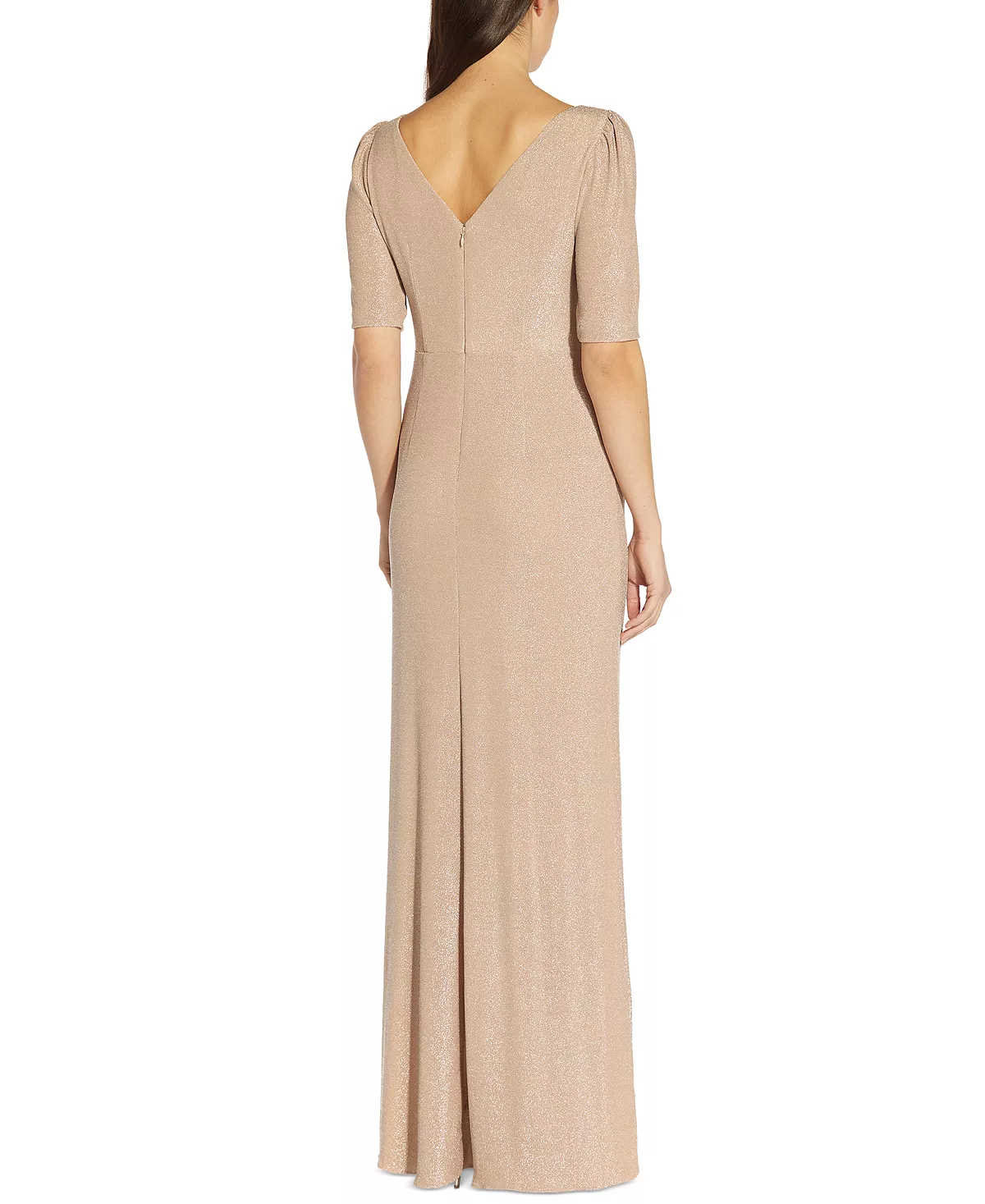 Adrianna Papell V-Neck Metallic Gown 2 Adrianna Papell V-Neck Metallic Gown - Image 2