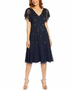 Adrianna Papell Floral Beaded Party Dress