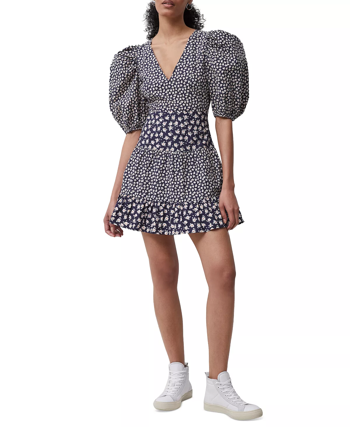 French Connection Women's Aura Cotton Ditsy-Print Puff-Sleeve Dress 1 French Connection Women's Aura Cotton Ditsy-Print Puff-Sleeve Dress