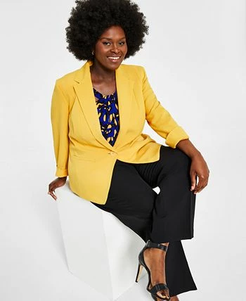 Kasper Plus Size Crepe One-Button Blazer 3 Kasper Plus Size Crepe One-Button Blazer - Image 3