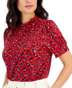 Charter Club Women's Garden Paisley Bow-Neck Top, Created For Macy's -Anne Klein Sales Store 21585163 fpx