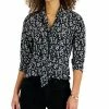 Charter Club Women's Floral Tie-Neck Blouse, Created For Macy's