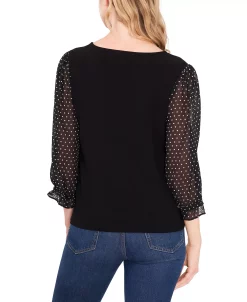 CeCe Women's V-neck Polka Dot Sleeve Top -Anne Klein Sales Store 21593076 fpx
