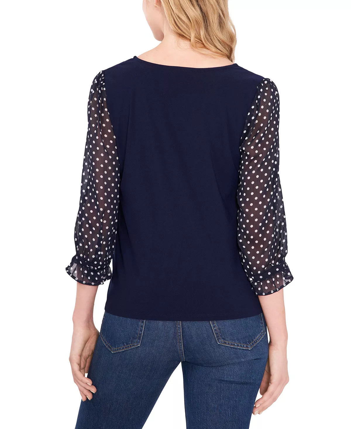 CeCe V-neck Polka Dot Sleeve Top 2 CeCe V-neck Polka Dot Sleeve Top - Image 2