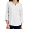 Karen Scott Women's Cotton Split-Neck Hardware Top, Created For Macy's