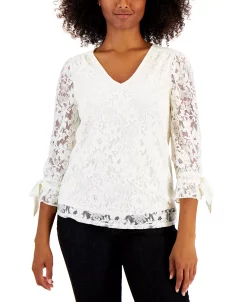 Charter Club Women's Lace Overlay Top, Created For Macy's