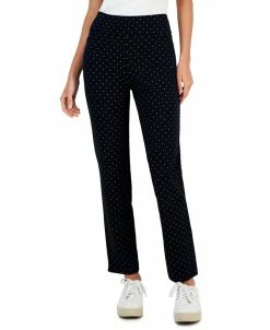 Charter Club Women's Afternoon Dot-Print Cambridge Ponté-Knit Pants, Created For Macy's