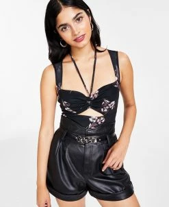 Bar III Women's Printed Sleeveless Sweetheart Bodysuit, Created For Macy's