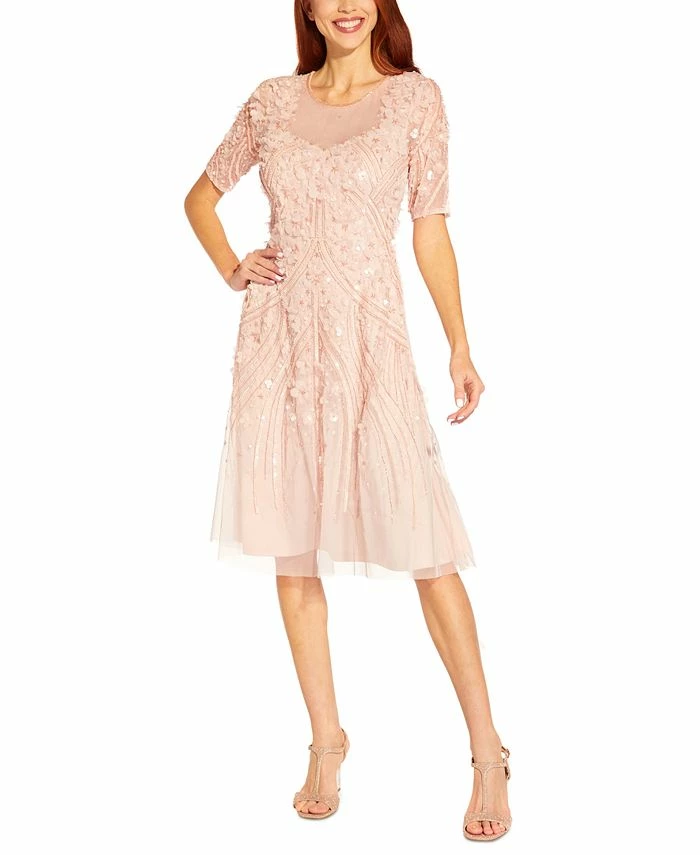Adrianna Papell Women's Floral-Appliqué Beaded Cocktail Dress 1 Adrianna Papell Women's Floral-Appliqué Beaded Cocktail Dress