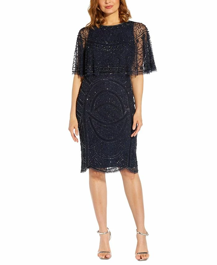 Adrianna Papell Women's Beaded Cape Cocktail Dress 1 Adrianna Papell Women's Beaded Cape Cocktail Dress