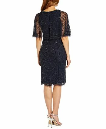 Adrianna Papell Women's Beaded Cape Cocktail Dress 2 Adrianna Papell Women's Beaded Cape Cocktail Dress - Image 2