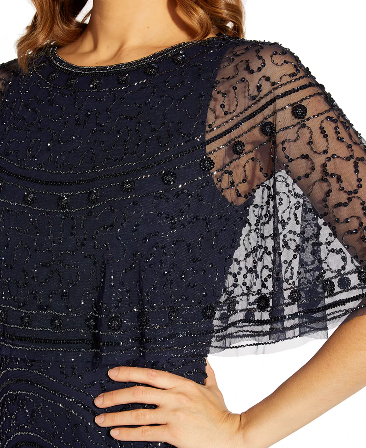 Adrianna Papell Women's Beaded Cape Cocktail Dress 3 Adrianna Papell Women's Beaded Cape Cocktail Dress - Image 3