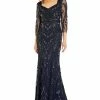 Adrianna Papell Women's Beaded Cutout-Back Gown