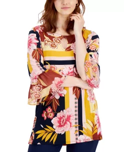 JM Collection Women's Printed Bell-Sleeve Top, Created For Macy's -Anne Klein Sales Store 21721366 fpx
