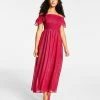 Bar III Women's Off-The-Shoulder Smocked Maxi Dress, Created For Macy's
