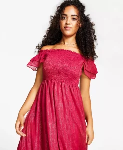 Bar III Women's Off-The-Shoulder Smocked Maxi Dress, Created For Macy's 9 Bar III Women's Off-The-Shoulder Smocked Maxi Dress, Created For Macy's -Anne Klein Sales Store 21742829 fpx