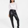 Bar III Women's Lace Long-Sleeve Bodysuit, Created For Macy's